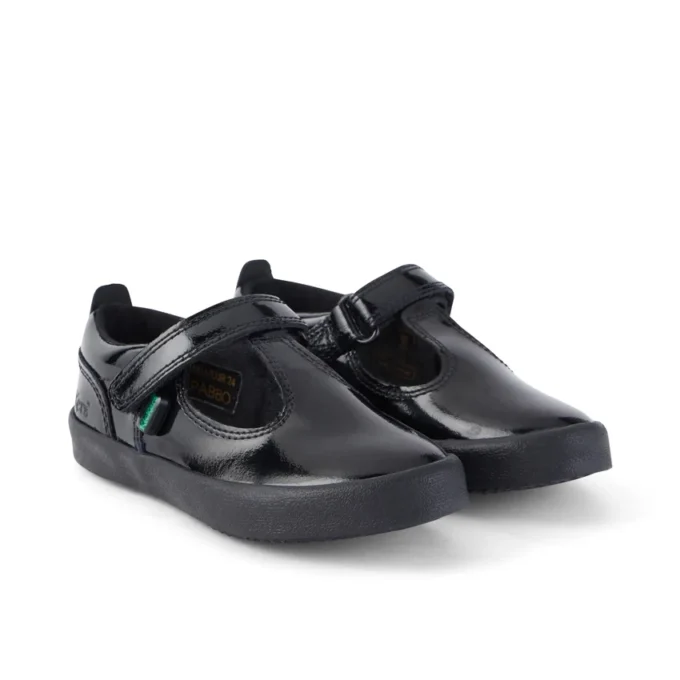 Zapatos de niña Kariko con correa en T de charol negro