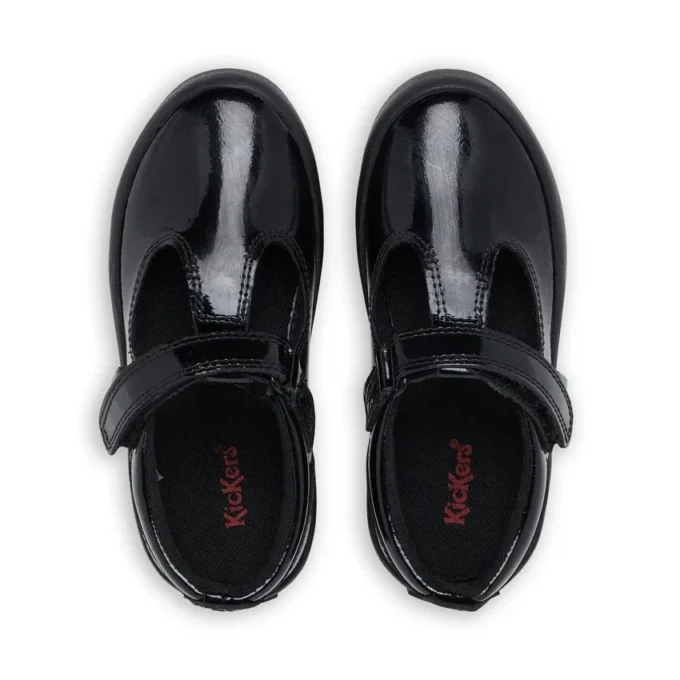 Zapatos de niña Kariko con correa en T de charol negro