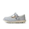 Zapatos de niña Kick T-Bar Glitter Cosmic Textile Silver