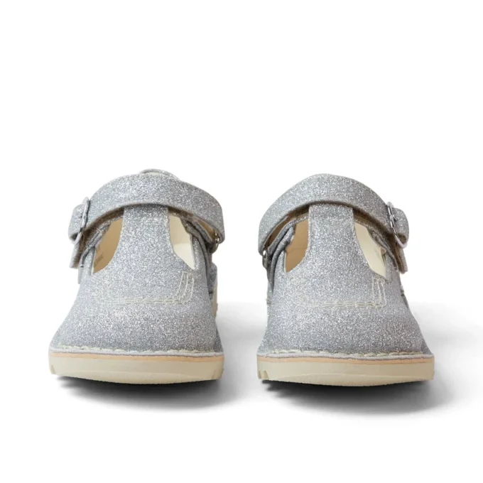 Zapatos de niña Kick T-Bar Glitter Cosmic Textile Silver