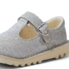 Zapatos de niña Kick T-Bar Glitter Cosmic Textile Silver