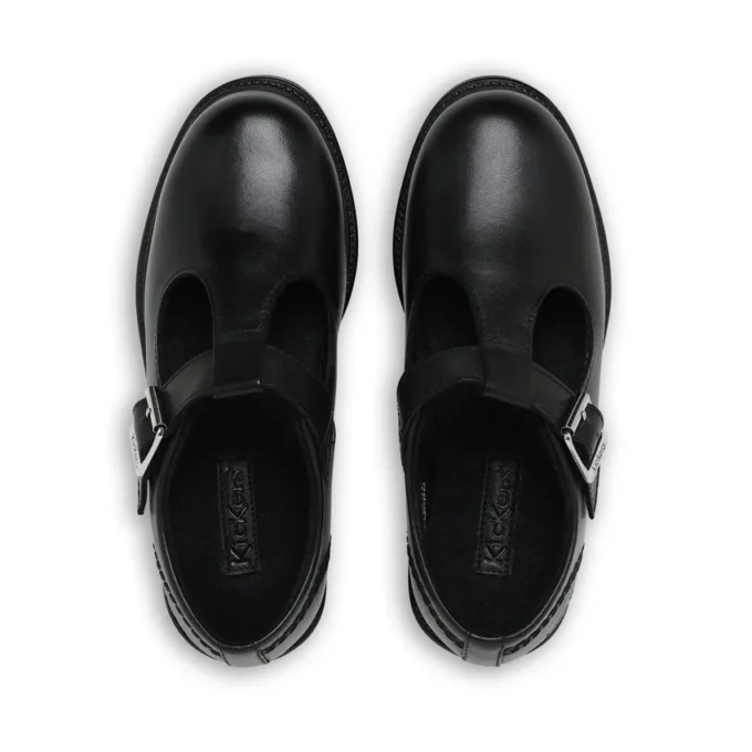 Zapatos de niña Lach T-Bar de piel negra