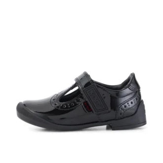 Zapatos de niña pequeña Bridie Brogue T-Vel de charol negro