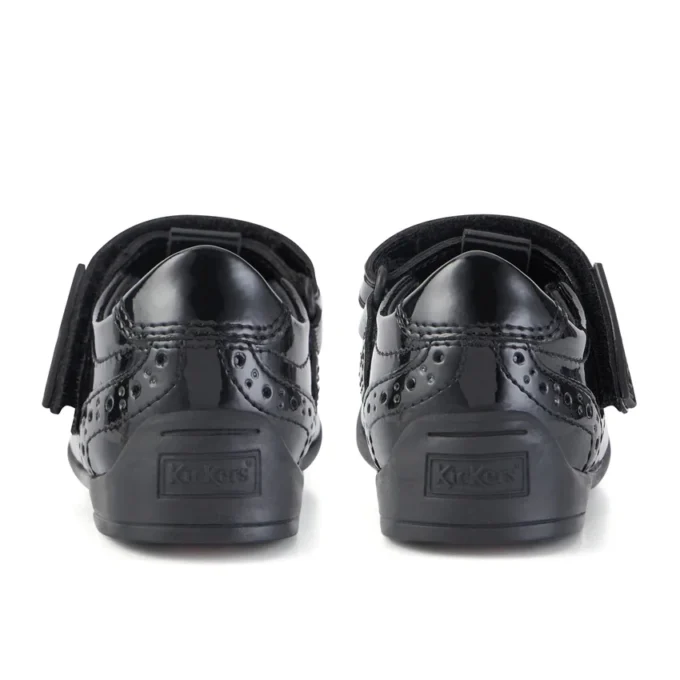 Zapatos de niña pequeña Bridie Brogue T-Vel de charol negro
