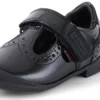 Zapatos de niña pequeña Bridie Brogue T-Vel de charol negro