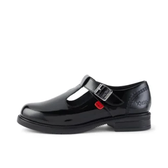Zapatos de piel con barra en T Lach para mujer joven, color negro