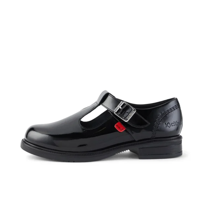 Zapatos de piel con barra en T Lach para mujer joven, color negro