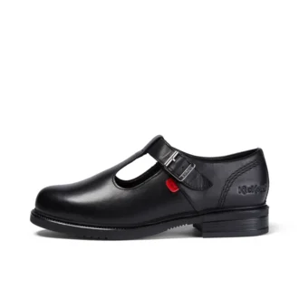 Zapatos de piel con barra en T Lach para mujer joven, color negro