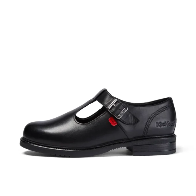Zapatos de piel con barra en T Lach para mujer joven, color negro