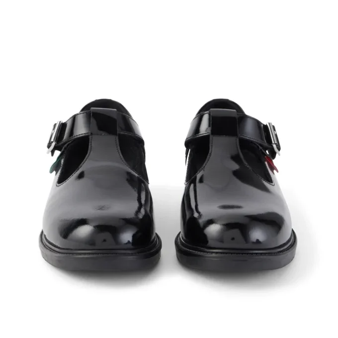 Zapatos de piel con barra en T Lach para mujer joven, color negro