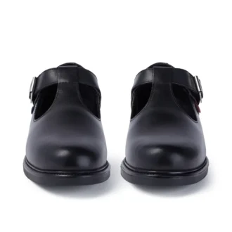 Zapatos de piel con barra en T Lach para mujer joven, color negro