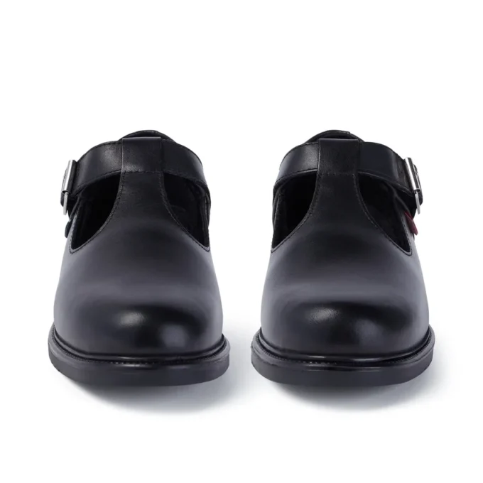 Zapatos de piel con barra en T Lach para mujer joven, color negro