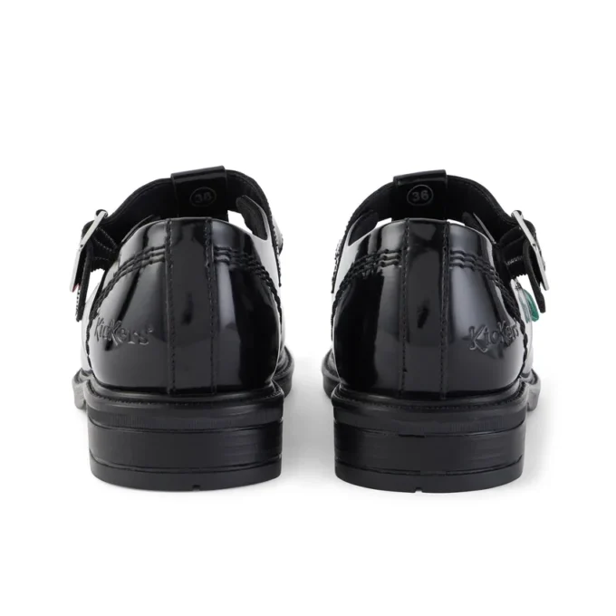 Zapatos de piel con barra en T Lach para mujer joven, color negro