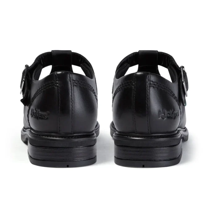 Zapatos de piel con barra en T Lach para mujer joven, color negro