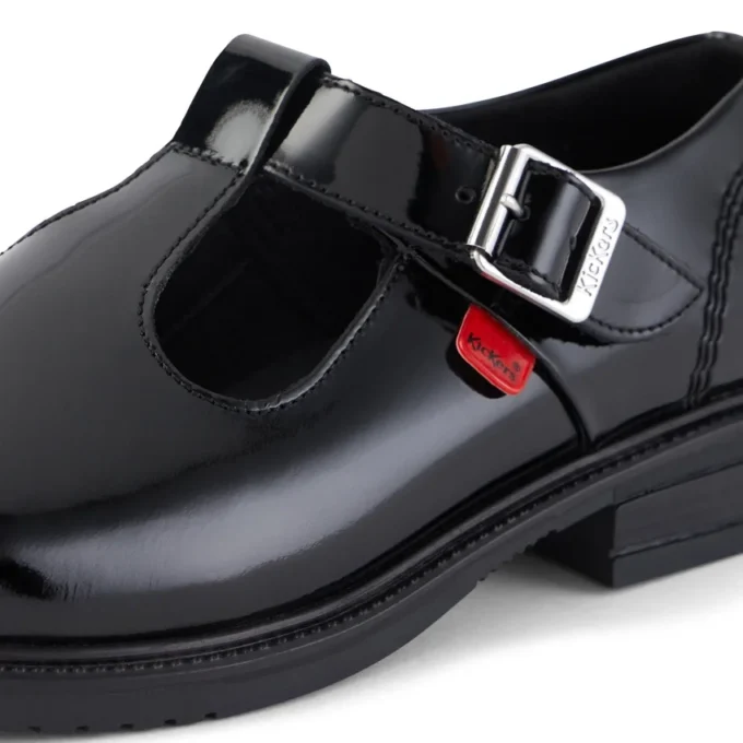 Zapatos de piel con barra en T Lach para mujer joven, color negro