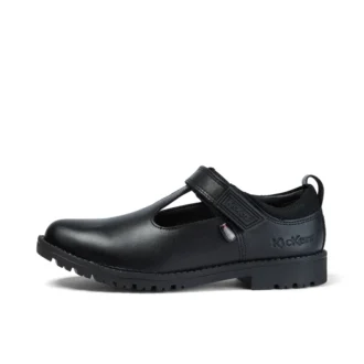 Zapatos de piel con barra en T Lachly para niñas, color negro