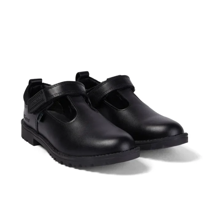 Zapatos de piel con barra en T Lachly para niñas, color negro