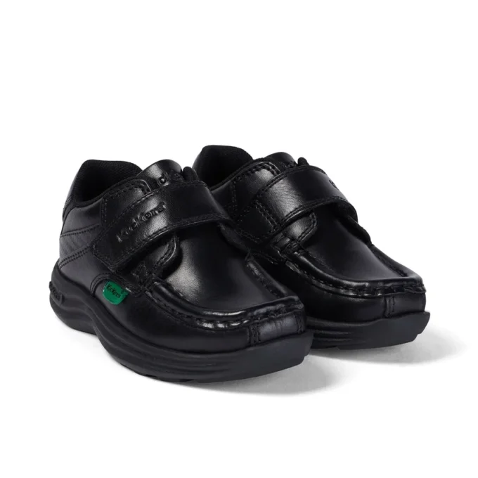 Zapatos de piel Reasan Strap para niño, negros