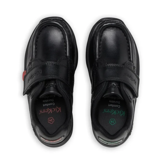 Zapatos de piel Reasan Strap para niño, negros