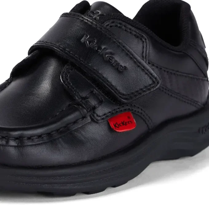 Zapatos de piel Reasan Strap para niño, negros