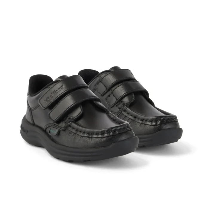 Zapatos de piel Reasan Twin Vel para niño pequeño, color negro