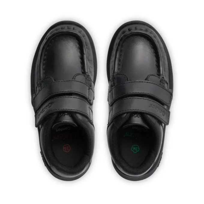 Zapatos de piel Reasan Twin Vel para niño pequeño, color negro