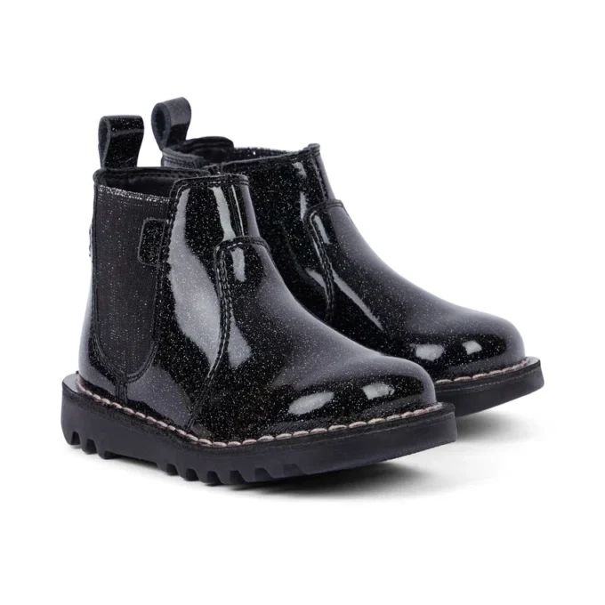 Zapatos Kick Chelsea Galactic de piel para niña, en negro