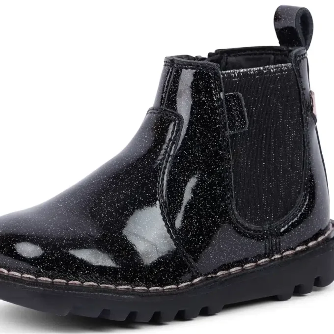 Zapatos Kick Chelsea Galactic de piel para niña, en negro