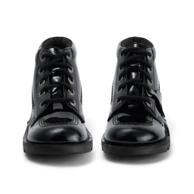 Zapatos Kick Hi de piel alternativa charol para mujer joven, negros