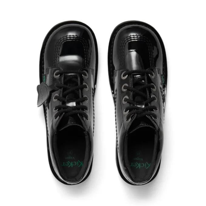 Zapatos Kick Hi de piel alternativa charol para mujer joven, negros
