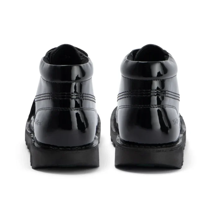 Zapatos Kick Hi de piel alternativa charol para mujer joven, negros