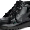 Zapatos Kick Hi de piel alternativa charol para mujer joven, negros
