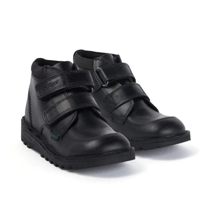 Zapatos Kick Hi Scuff de piel para niño, color negro