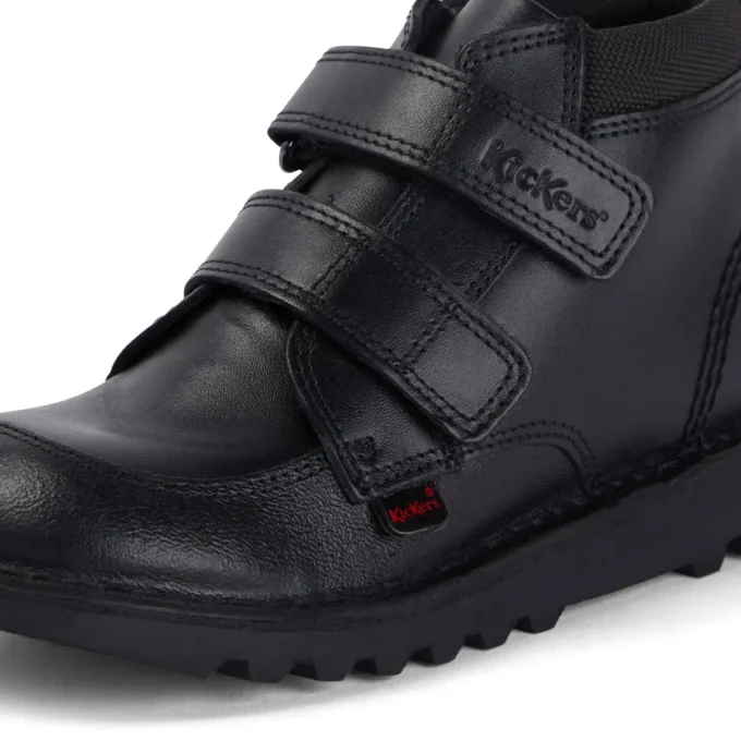 Zapatos Kick Hi Scuff de piel para niño, color negro