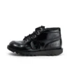 Zapatos Kick Hi Zip de piel sintética y charol para niñas, en color negro