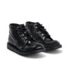 Zapatos Kick Hi Zip de piel sintética y charol para niñas, en color negro