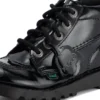 Zapatos Kick Hi Zip de piel sintética y charol para niñas, en color negro