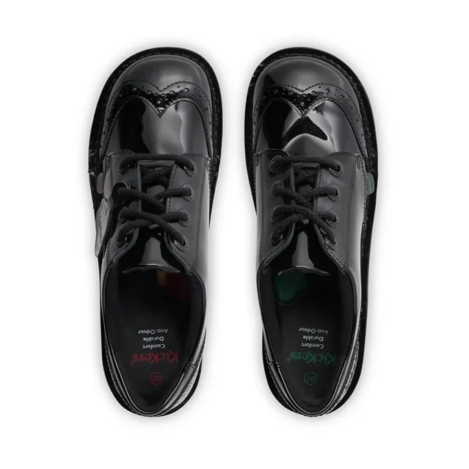 Zapatos Kick Lo Brogue de charol negro para niñas