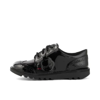 Zapatos Kick Lo para mujer joven, estilo brogue, de charol negro