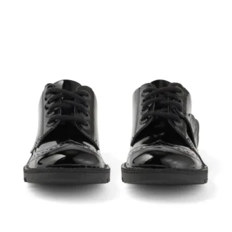 Zapatos Kick Lo para mujer joven, estilo brogue, de charol negro