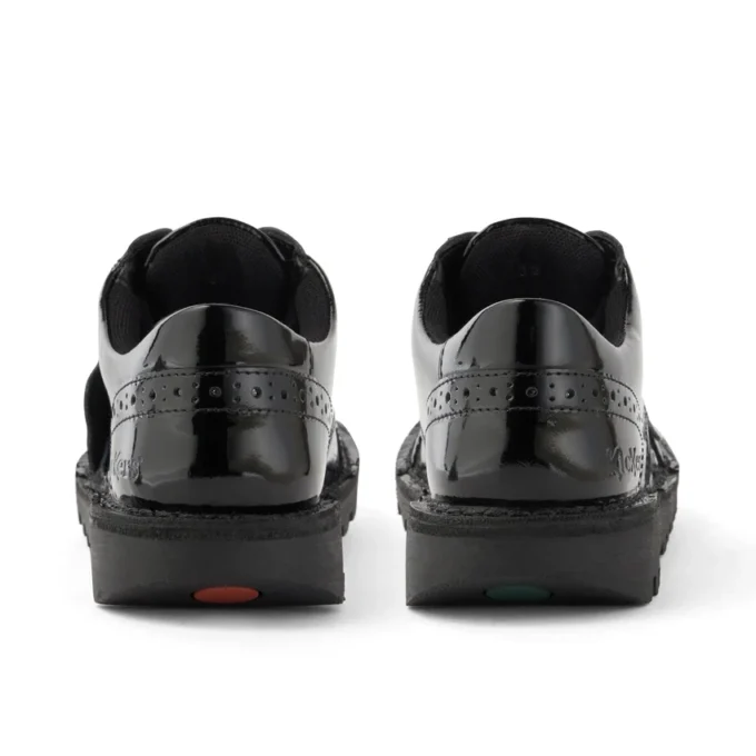 Zapatos Kick Lo para mujer joven, estilo brogue, de charol negro