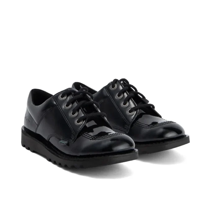 Zapatos Kick Lo para mujer joven, imitación de cuero y charol, negros