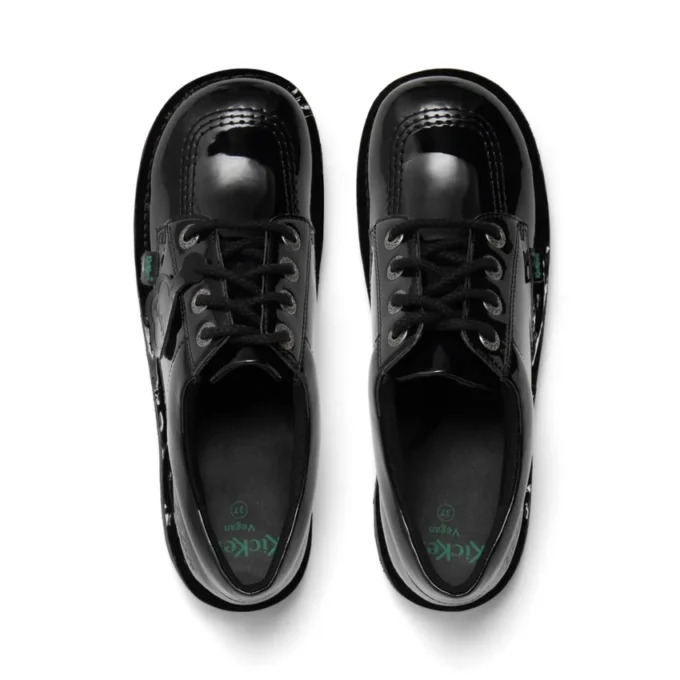 Zapatos Kick Lo para mujer joven, imitación de cuero y charol, negros