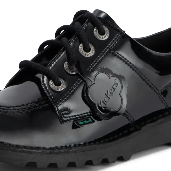 Zapatos Kick Lo para mujer joven, imitación de cuero y charol, negros