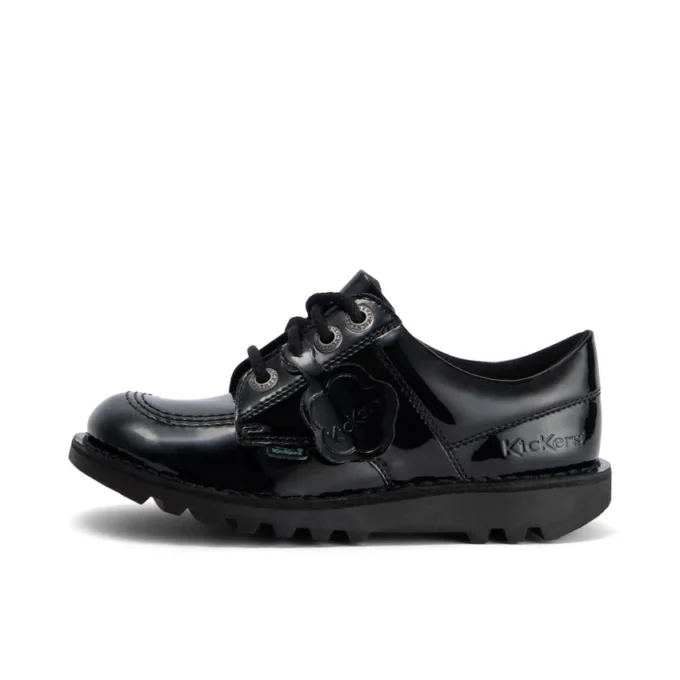 Zapatos Kick Lo para niña, en piel sintética con efecto charol, color negro