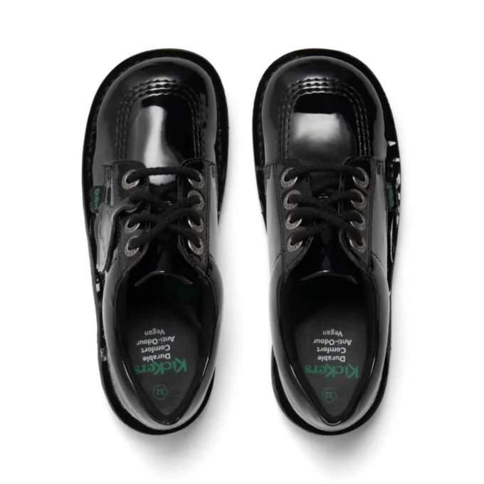 Zapatos Kick Lo para niña, en piel sintética con efecto charol, color negro