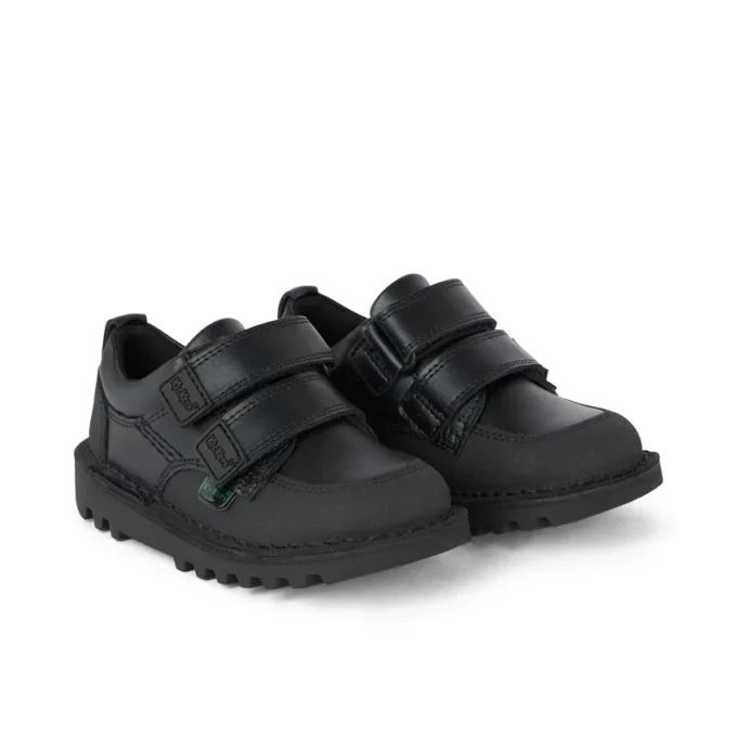 Zapatos Kick Scuff Twin de piel para niño pequeño, negros
