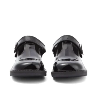 Zapatos Kick T-Bar Bloom de charol negro para niñas