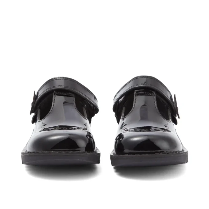 Zapatos Kick T-Bar Bloom de charol negro para niñas