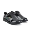 Zapatos Kick T-Bar de charol para mujer, color negro